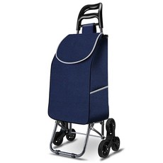 계단오르는 세발 접이식 쇼핑 카트 시장 바구니, (고무휠)네이비, 1개