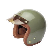 復古橄欖綠機車安全帽，輕量透氣可拆卸帽簷，安全防護騎士必備, 藻綠