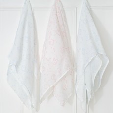 ding baby MIT台灣製二層紗多功能包巾三入組(118*118)-鯨魚/圓圓兔