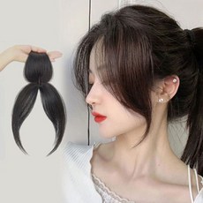 여성 고열사 윗머리 가르마 부분가발 1p 볼륨 피스 여자가발 부분가발피스 똑딱이가발, 흑갈색, ONE