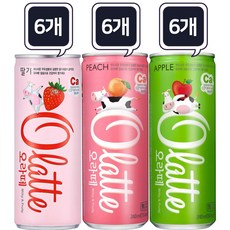 동아 오라떼 캔음료 3종 각 6개씩 혼합세트 (딸기+피치+애플), 250ml, 18개