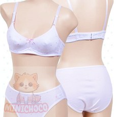 미니초코 주니어속옷 입체패턴 노와이어 주니어 리본 2단계 A컵 브라팬티세트