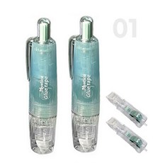 펜 타입 360도 회전 헤드 풀테이프 본품2+리필2 세트, 1개, 블루 (HR777)