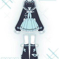 【熱銷Top1-限時下殺】yg jk制服 學生裝 可愛 日系 貓吃魚jk原創【喵之翼】正版水手服可愛風學生裝學院風日系, 1個, 黑色上衣,M