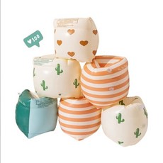 끼룩 안전한 물놀이를 위한 성인용 암튜브 암링튜브 팔튜브 수영용품, 오렌지 줄무늬, 1세트