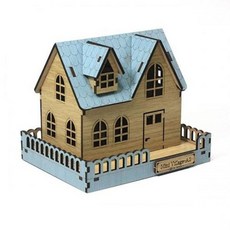 빌리지 조립건물 미니어처 조립 나무 하우스 프라모델, 옵션:블랙