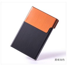 半開式不鏽鋼名片夾 商務男士便攜卡片盒, 1個, 半蓋黑色配金色,93*62*8