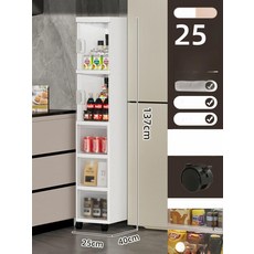 슬림 틈새 수납장 서랍형 주방 욕실 냉장고 옆 정리함, [25cm 폭] 2단 문 3서랍