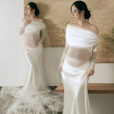 임산부 드레스 만삭 사진 촬영 우아한 원피스