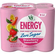 V8 +ENERGY Diet 딸기 레모네이드 에너지 드링크 1회 량 당 10칼로리 함유 236ml8액량 온스 캔 6팩 191998