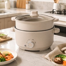 프리라이프 멀티쿠커 전기쿠커 대용량 찜기겸용, 살구색