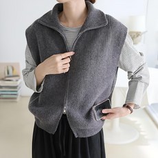 BBAEBBAE 女款雙向拉鍊針織背心馬甲