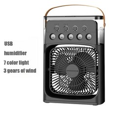 Air Fan Cooler Kipas USB MINI AIR Humidifier Mist Portable FAN Penyejuk 7 Handle, 02 Black