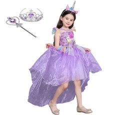 Uni Angel 獨角獸紫裙+皇冠+魔杖套裝