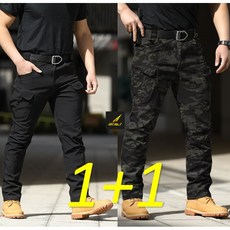 ( 1+1 2벌세트) HIT No.7 HIT No.7 SWAT전술 카고팬츠 오토바이바지 전술복 바지 작업복 캠핑 미해병대 전투복 KGP24IX7, 블랙+밀리블랙