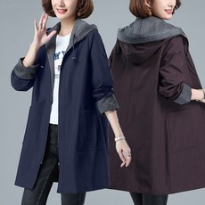봄가을 트렌치코트 여성 빅사이즈 아우터 후드 루즈핏 캐주얼 바람막이 빅포켓 집업 데일리룩 자켓