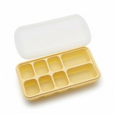 리틀그립 실리콘 이유식 큐브 보관 용기 냉동 냉장 반투명 뚜껑 포함 8구, 1개, 버터옐로우, 420ml