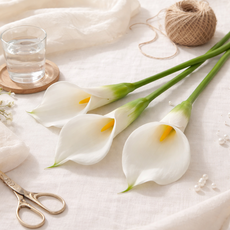 하스몰 조화 릴리 플라워 인테리어 촬영 소품 3P, 1개, 화이트