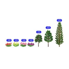 플라스틱 색상의 꽃송이와 혼합 나무 모델 키트 미니어처 요정 정원 기차 경관, 1개, 기본