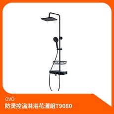 京典衛浴OVO防燙控溫淋浴花灑組T9080 沐浴龍頭升降桿組，簡約奢華蓮蓬頭花灑組, 1個