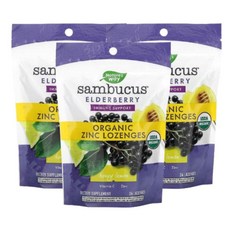 Natures Way 네이처스 웨이 엘더베리 아연 허브 보충제 비타민 C 함유 레몬 사탕정제, 3개, 24정