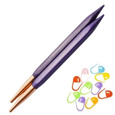 KnitPro J'Adore 큐빅 교체 가능한 원형 뜨개질 바늘 10.2cm(4인치) 사이즈 8(10cm 5.00mm) 번들 Artsiga Crafts 스티치 마커 10개