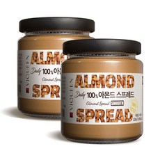 바이퀸 100% 아몬드 버터 스프레드 무첨가, 2개, 220g