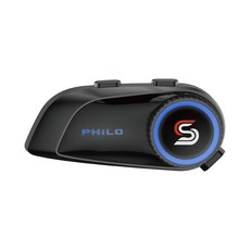 PHILO Jazz5s 全混音安全帽藍牙耳機，500公尺雙人對講，45小時續航，旋鈕設計, 黑色