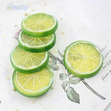 台灣出貨 水果塑料檸檬片果蔬模型道具食品食物玩具家居櫥櫃樣板房擺件, 綠色20個, 1個