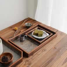 UDlab 海棠窗花木盤 方形木盤 收納盤 木質托盤 北歐托盤 窗花置物盤, 1個, 長方盤