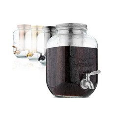 BTaT- 3.8L(1갤런) 콜드 브루 커피 메이커 스테인리스 스틸 필터가 있는 두꺼운 유리 피처 뚜껑 및 수도꼭지 아이스 선 티 브루어 대형 메이슨 병 용기 냉장고용, BTaT- 3.8L(1갤런) 콜드 브루 커피 메이커,