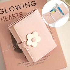 韓版新款花朵錢包可愛短款三折零錢包學生銀行卡包三合一薄款錢夾