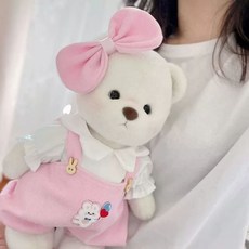 30cm인형옷 곰돌이인형옷 애착 수제 토끼 의류 동물 멜빵, 1개, M. 핑크색 코듀로이 멜빵바지