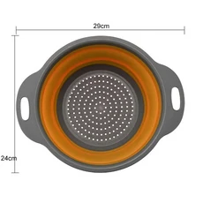 1/2pcs 실리콘 라운드 접는 야채 과일 세척 배수 바구니 소쿠리 스트레이너 접이식 주방 도구, 07 1 x Orange large