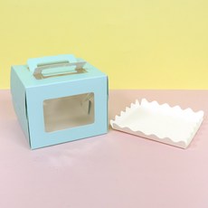 미니케이크 창 상자 화이트 받침포함, 10개, 민트