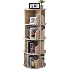 【Akira】MIT低甲醛48cm四層旋轉書櫃 BO044 台灣製旋轉書架 收納展示櫃, 漂流木紋, 4層