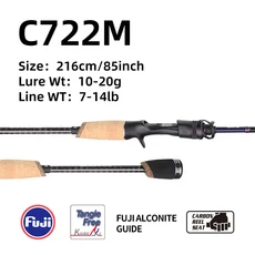 FISHINGFANS 후지 알콘나이트 가이드 L ML M 낚싯대 고감도 배스 잉어 스피닝 캐스팅 낚싯대, 01 C722M