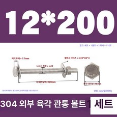 스테인리스 외부 육각 벽면 나사 연장 볼트, 1개, M12x200