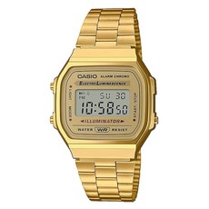 Casio 남녀공용 빈티지 레트로 디지탈 다이얼 스테인리스 스틸 시계 골드 A168WG9UR 204431