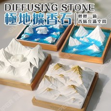 Super歐爸 極地系列造型擴香石 實木底座 桌面擺件 車載香氛 交換禮物, 極地冰川-B款,No.6深藍, No.6深藍