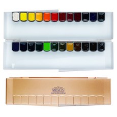 Mission MPW-2024 金級塊狀水彩 (24色組) 含防彈玻璃調色盤