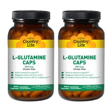 컨트리라이프 L-글루타민 500mg 글루텐 프리 비건 캡슐, 100정, 2개