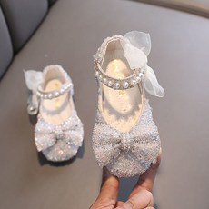 산책토끼 여아 구두 여아 공주 플랫슈즈 진주 스트랩 리본 글리터 반짝이 아동 파티 신발 여아 샌들 X2604A6