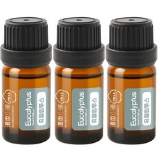 1+1+1 천연 100% 아로마 오일 에센셜 만향소포 PETA 비건 아로마테라피, 3개, 10ml, 유칼립투스 에센셜오일