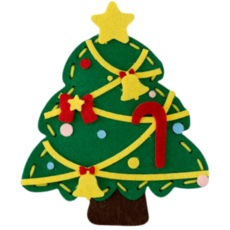 萱寶媽咪baby童裝館 聖誕節兒童手工包包掛飾，女童縫縫樂新年醒獅不織布包，DIY毛氈材料包美勞美術不織布材料包, 聖誕樹毛氈縫縫樂, 1個