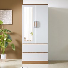 솜씨방가구 라온장롱 거울형 투서랍장, 오크화이트