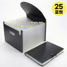 데이모노 프로 아코디언 도큐먼트 파일, 커버형, 25포켓, 블랙+반투명, 1개