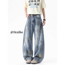 데님 팬츠 워싱 디테일 드롭핏 부츠컷 와이드핏 트렌디핏 여름용 루즈핏 청바지