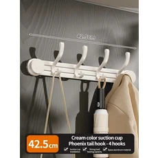 드릴 흡입 컵 없음 이동식 도어 후크 비 천공 욕실 선반 행거 보관 주방, 13 XP Cream 4 hooks