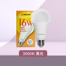 TATUNG 16W LED 燈泡 6500K 白光, 3000K 黃光, 1個